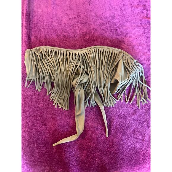 TORI PRAVER Dusty Fringe Bikini Top in Hazel Strapless Bandeau Size Large /L - Picture 2 of 4